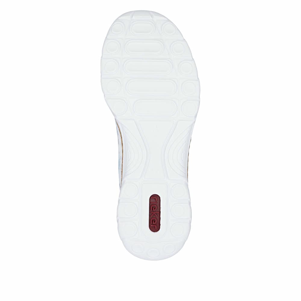 Mehrfarbige Rieker Damen Slipper N42K6-90 mit Deko-Reißverschluss sowie Gummizug. Schuh Laufsohle.