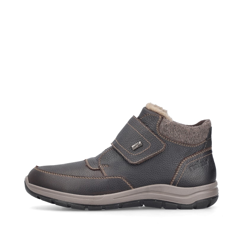 Dunkelbraune Rieker Herren Kurzstiefel 03680-25 aus Glattleder. Schuh Außenseite.