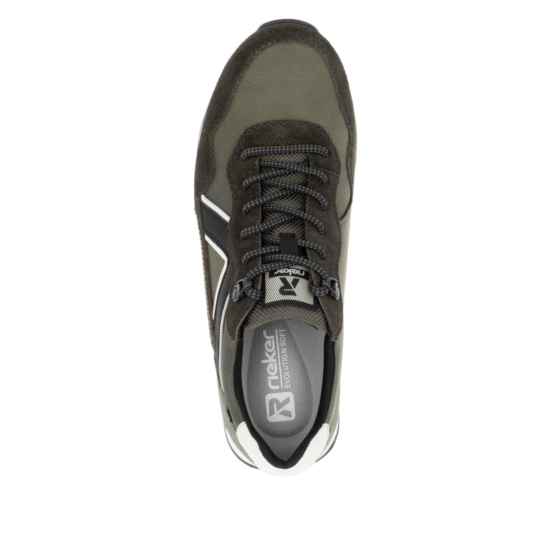 Braune Rieker Herren Sneaker Low U0310-54 mit einer leichten und griffigen Sohle. Schuh von oben.