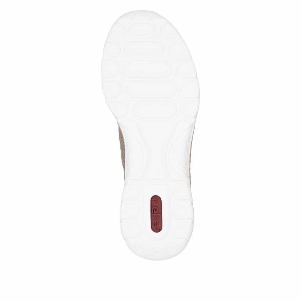 Braune Rieker Damen Slipper N4290-20 mit einem Gummizug. Schuh Laufsohle.