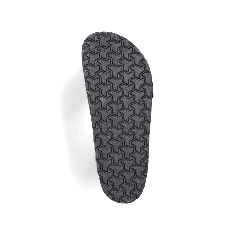 Mules Rieker marron pour homme 22190-22 avec boucles. Semelle extérieure de la chaussure.