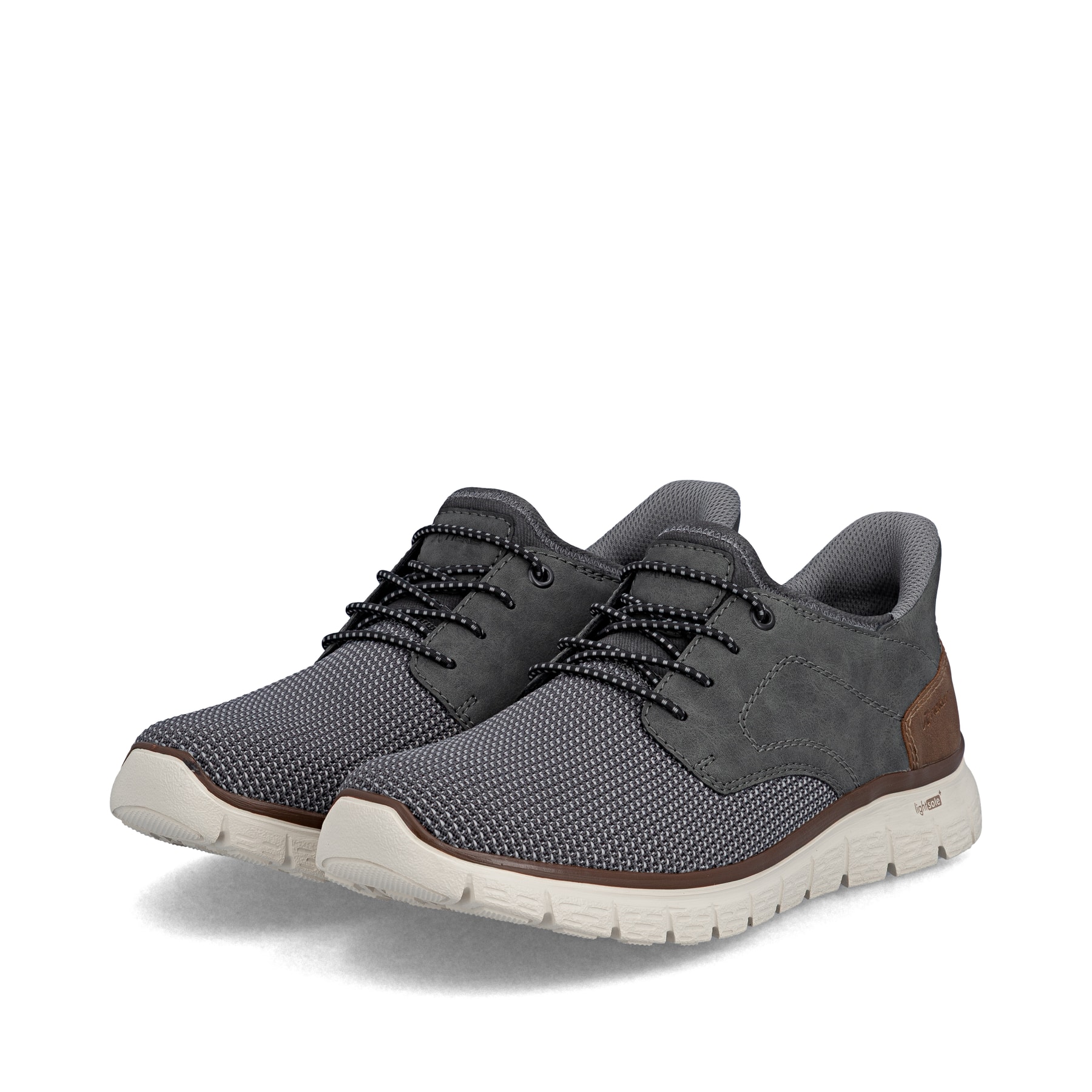 Mocassins Rieker gris pour homme B6658-42 avec fonction easy in Ready2GO. Chaussures inclinées sur le côté.