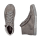 Graue Rieker Damen Schnürstiefel Z1221-42 mit modernen Ziernähten. Schuh von oben, liegend.