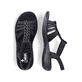 Schwarze Rieker Damen Riemchensandalen 60809-00 mit einem Gummizug. Schuh von oben, liegend.