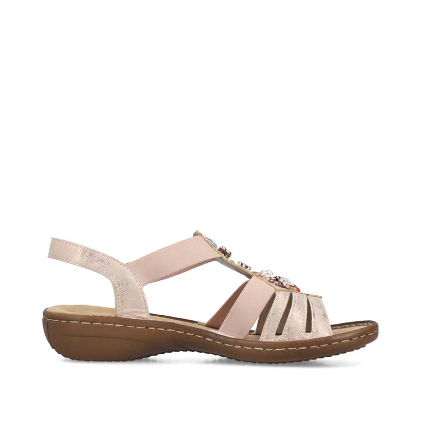 Rosane Rieker Damen Riemchensandalen 60855-31 mit Schmuckelementen. Schuh Innenseite.