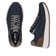 Baskets basses Rieker bleues pour homme 11504-14 avec fermeture éclair. Chaussure vue de dessus, couchée.