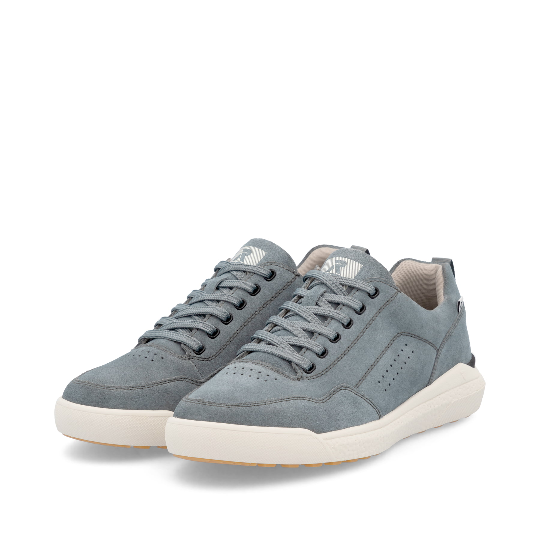 Baskets basses Rieker bleues pour homme U1101-14 avec lacets. Chaussures inclinées sur le côté.