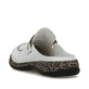 Weiße Rieker Damen Clogs 46393-80 mit Gummizug sowie extra weicher Decksohle. Schuh von hinten.