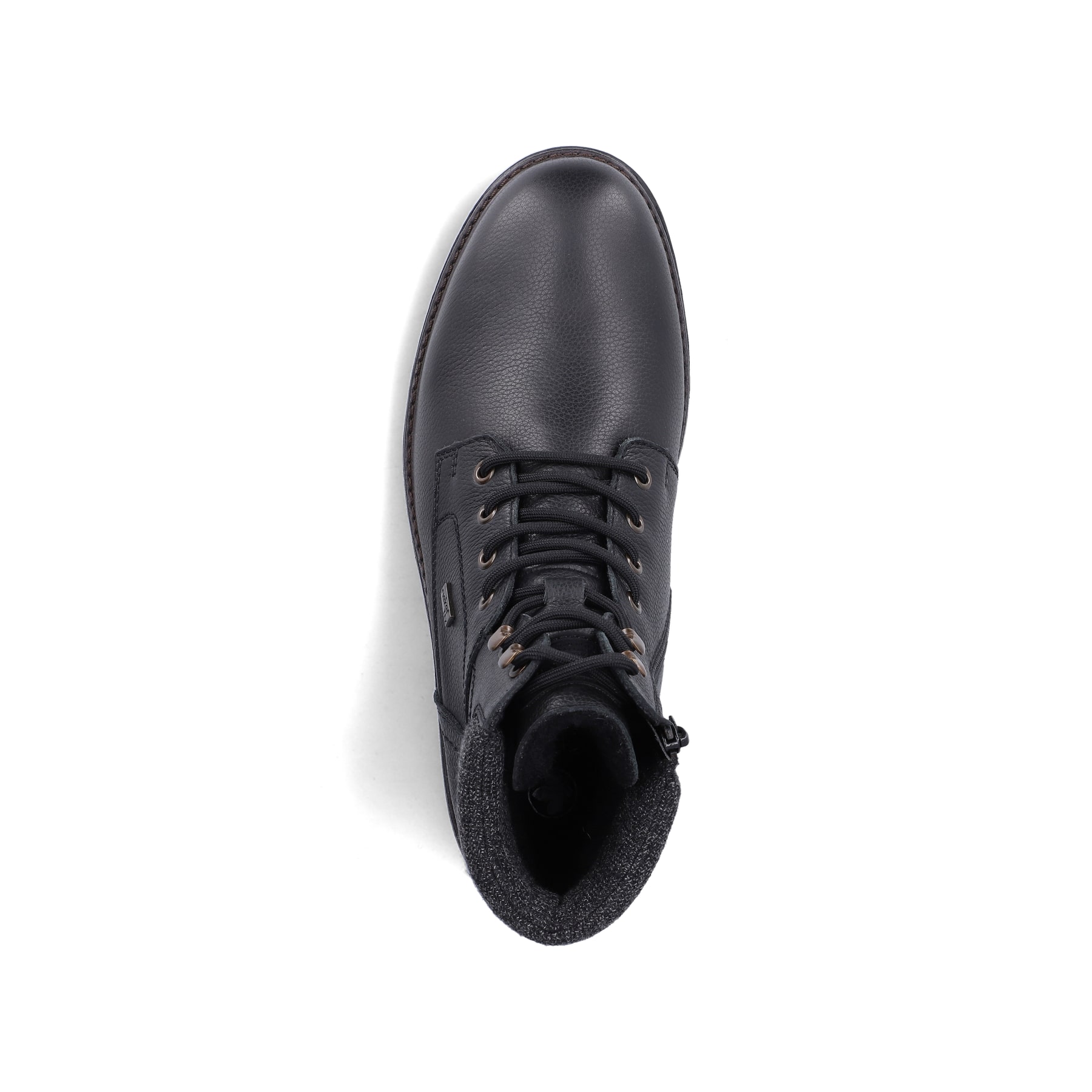 Schwarze Rieker Herren Schnürstiefel F3616-00 aus Glattleder. Schuh von oben.