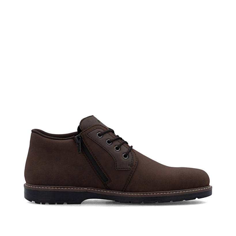 Dunkelbraune Rieker Herren Schnürstiefel 10539-22 aus Rauleder. Schuh Innenseite.
