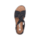 Sandales à lanières Rieker noires femme V4161-00 avec bande élastique. Chaussure vue de dessus.