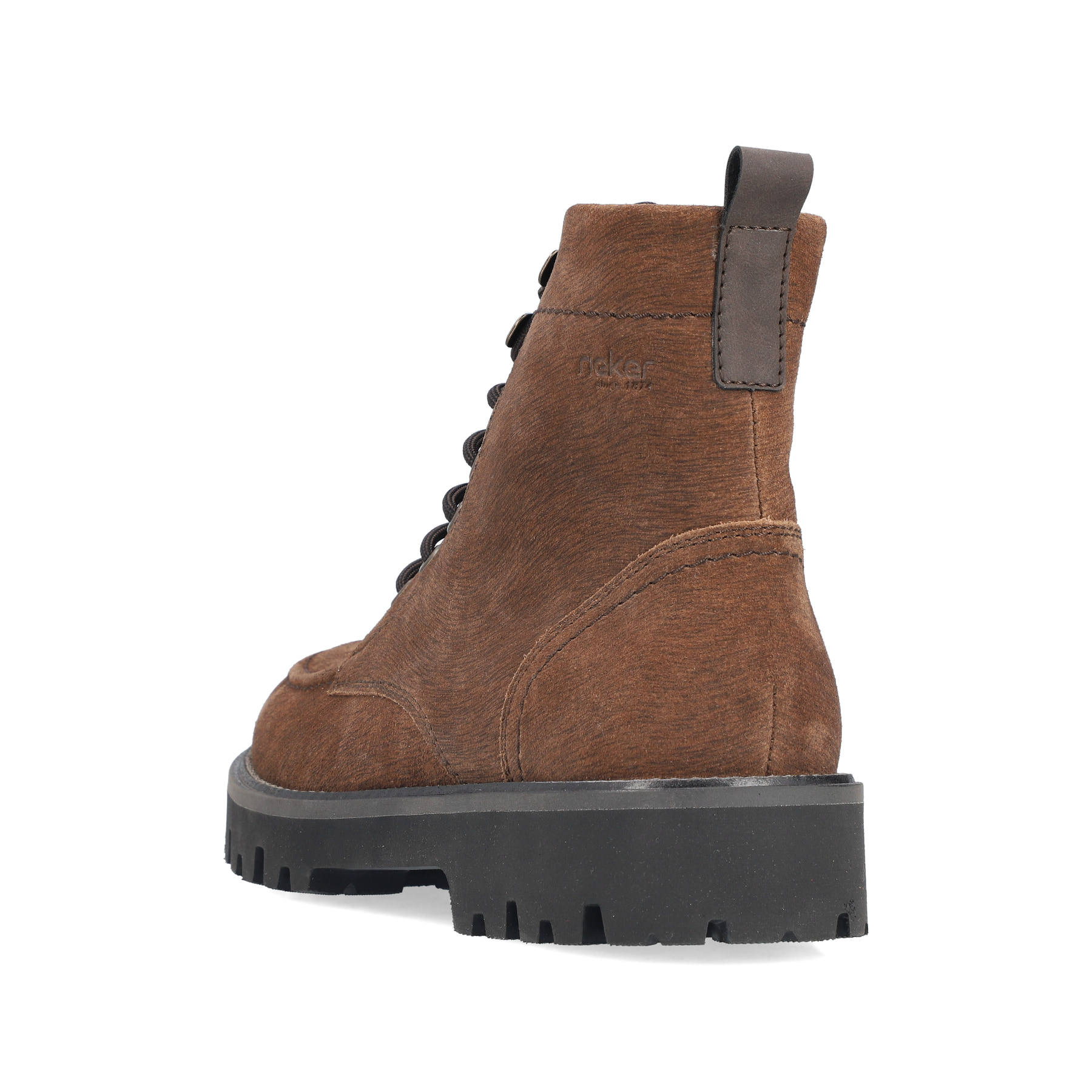 Braune Rieker Herren Schnürstiefel 30414-25 aus Rauleder mit Bergsteiger-Ösen. Schuh von hinten.