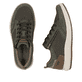 Grüne Rieker Herren Sneaker Low 16901-54 mit Reißverschluss sowie Extraweite H. Schuh von oben, liegend.