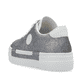 Silberne Rieker Damen Sneaker Low N49W1-91 mit einer Schnürung. Schuh von hinten.
