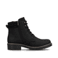 Asphaltschwarze Rieker Damen Schnürstiefel Y9125-00 mit Schnürung und Reißverschluss. Schuh von hinten