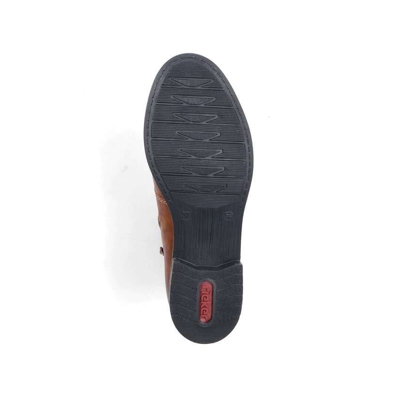 Hellbraune Rieker Damen Schnürstiefel 72220-24 mit einem Reißverschluss. Schuh Laufsohle.