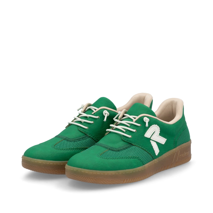 Weiße Rieker Damen Sneaker Low M5520-91 mit einer strapazierfähigen Sohle. Schuh Außenseite gespiegelt.
