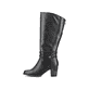 
Tiefschwarze Rieker Damen Hochschaftstiefel 96059-00 mit einer robusten Profilsohle. Schuh Außenseite
