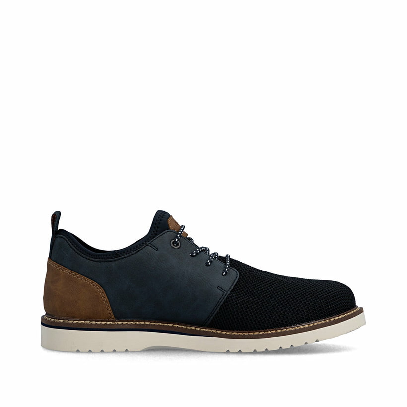 Blaue Rieker Herren Slipper 04550-14 mit einem Gummizug sowie der Extraweite H. Schuh Innenseite.