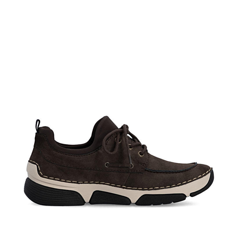 Braune Rieker Damen Slipper 45959-26 mit Gummizug sowie extra weicher Decksohle. Schuh Innenseite.