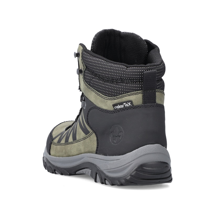 Schieferblaue Rieker Damen Schnürschuhe M9601-14 mit Schnürung sowie einer Profilsohle. Schuh Innenseite