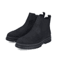 Schwarze Rieker Herren Chelsea Boots F7051-00 aus Rauleder mit Reißverschluss. Schuhpaar seitlich schräg.