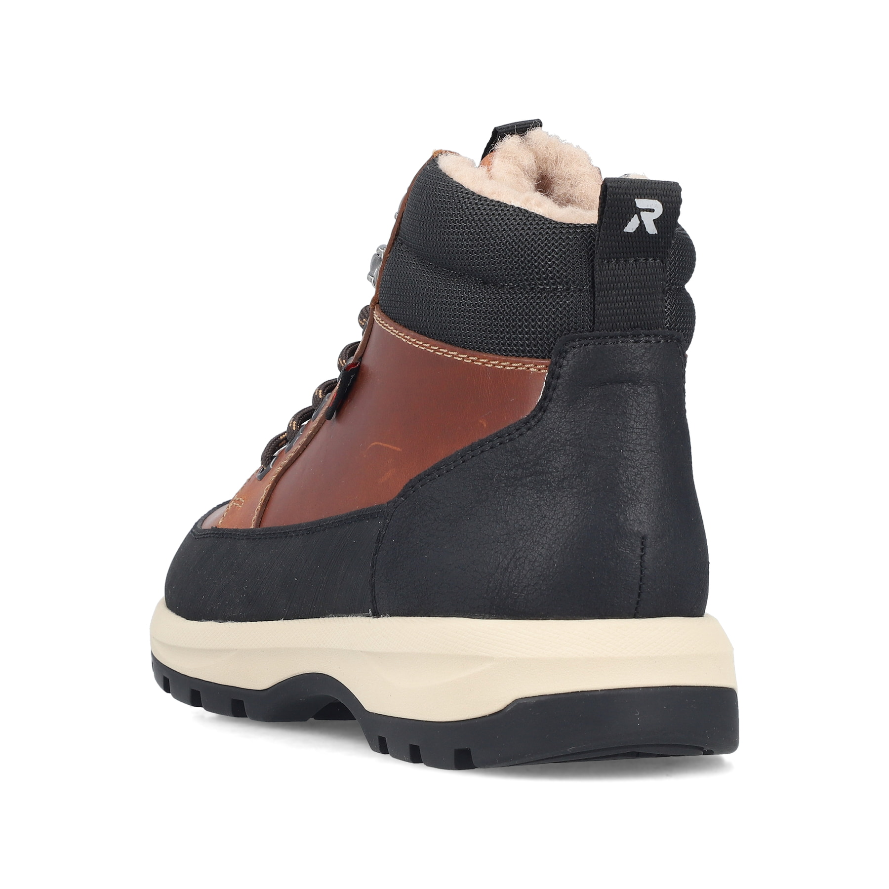 Braune Rieker Herren Schnürstiefel U1674-24 aus Glattleder. Schuh von hinten.