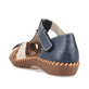 Blaue Rieker Damen Riemchensandalen M1655-14, Barfußschuhe mit Klettverschluss. Schuh von hinten.