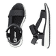 Schwarze Rieker Damen Trekkingsandalen W2951-00 mit einem Klettverschluss. Schuh von oben, liegend.
