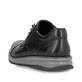 Schwarze Rieker Herren Slipper 14701-00 mit Schnürung sowie Komfortweite G 1/2. Schuh von hinten.