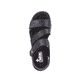Schwarze vegane Rieker Damen Riemchensandalen V2301-00 mit handgestickten Nähten. Schuh von oben.