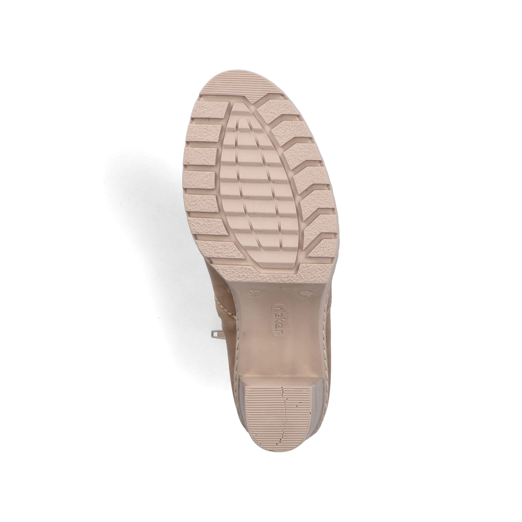 Dunkelbeige Rieker Damen Stiefeletten Y2571-20 mit einem Reißverschluss. Schuh Laufsohle.