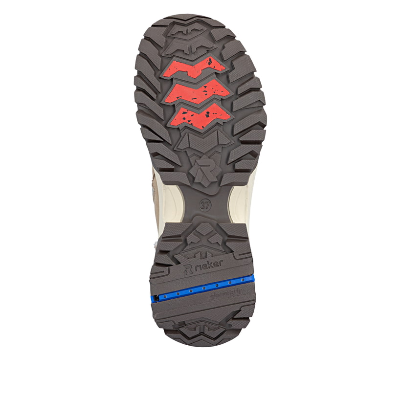Beige Rieker Damen Schnürstiefel Z3971-20 aus Rauleder mit dem Glacier Grip. Schuh Laufsohle.