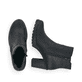 Schwarze Rieker Damen Stiefeletten Y2574-00 mit einem Reißverschluss. Schuh von oben, liegend.