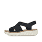 Blaue Rieker Keilsandaletten 69264-14 mit einem Gummizug sowie der Extraweite H. Schuh Außenseite.