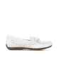 Weiße Rieker Damen Loafer 40254-80 mit der schmalen Passform E 1/2. Schuh Innenseite.