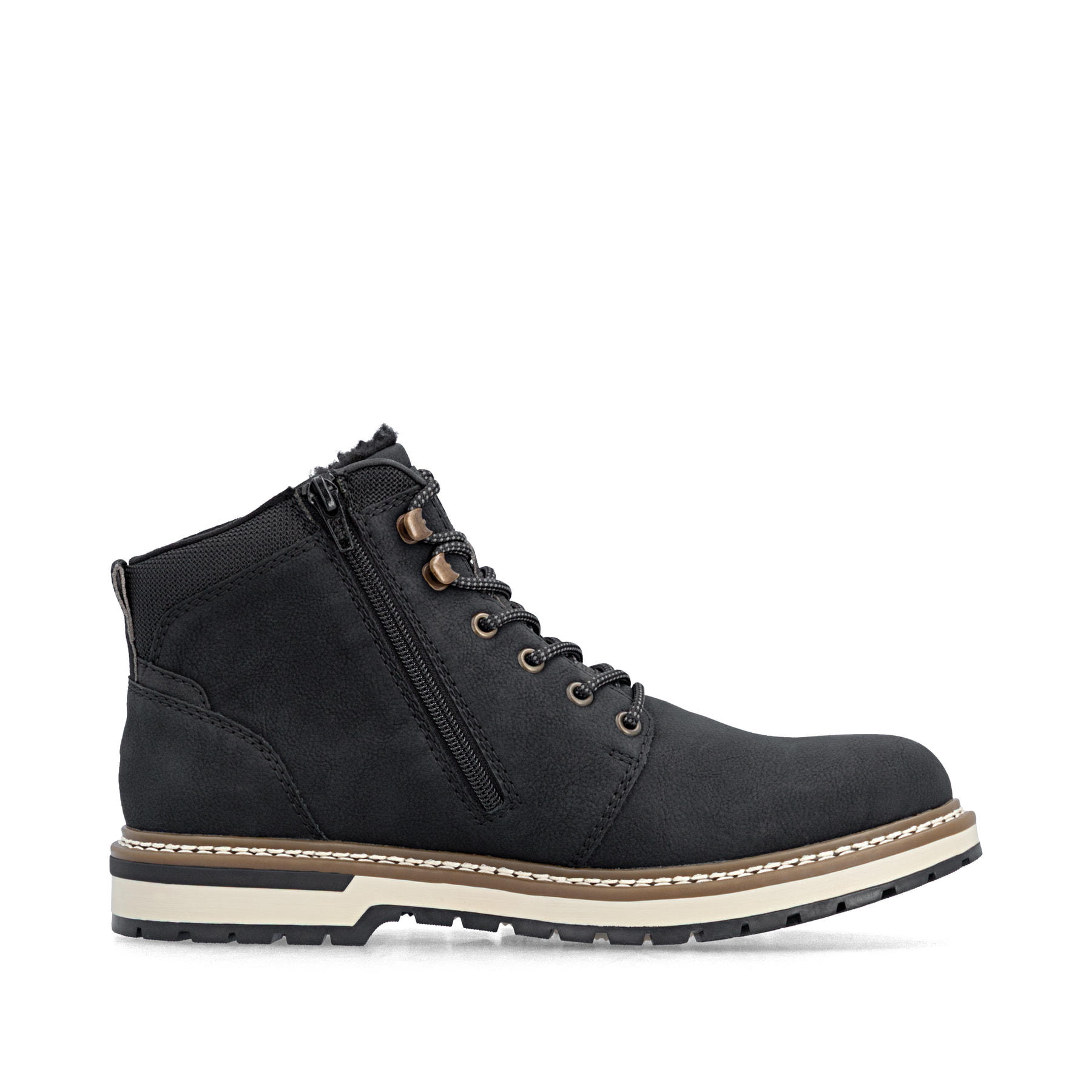 Schwarze Rieker Herren Schnürstiefel F3800-00 mit wasserabweisender TEX-Membran. Schuh Innenseite.