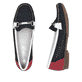 Blaue Rieker Damen Loafer 40065-14 mit der schmalen Passform E 1/2. Schuh von oben, liegend.