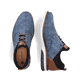 Blaue Rieker Herren Slipper 14450-14 mit einem Gummizug sowie Komfortweite G 1/2. Schuh von oben, liegend.
