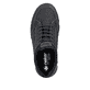Schwarze Rieker Herren Slipper 15950-00 mit einem Gummizug sowie Extraweite H. Schuh von oben.