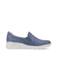 Blaue Rieker Damen Slipper N3363-10 mit Elastikeinsatz sowie schmaler Passform E. Schuh Innenseite.