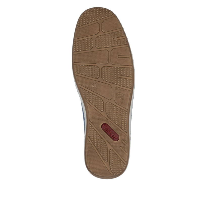 Blaue Rieker Herren Slipper 08858-12 mit einem Gummizug sowie Komfortweite G 1/2. Schuh Laufsohle.