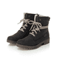 Ozeanblaue Rieker Damen Schnürstiefel 78550-14 mit einem Reißverschluss. Schuhpaar seitlich schräg.