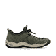 Grüne Rieker Damen Slipper L0574-54 mit einem Gummizug. Schuh Innenseite.