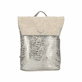 Rieker Damen Rucksack H1386-60 in Cremebeige-Metallic aus Kunstleder mit Reißverschluss. Rucksack Vorderseite.