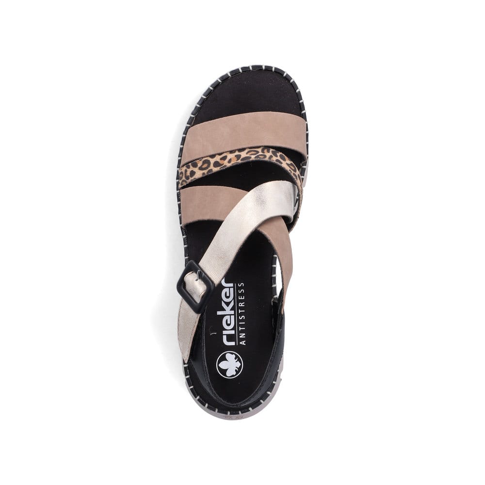 Sandales compensées Rieker multicolores pour femme V1063-90. Chaussure vue de dessus.