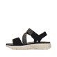 Schwarze Rieker Damen Riemchensandalen V8574-00 mit einem Klettverschluss. Schuh Außenseite.