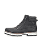 
Tiefschwarze Rieker Herren Schnürstiefel F8301-00 mit Flip-Grip Sohle mit Spikes. Schuh Außenseite