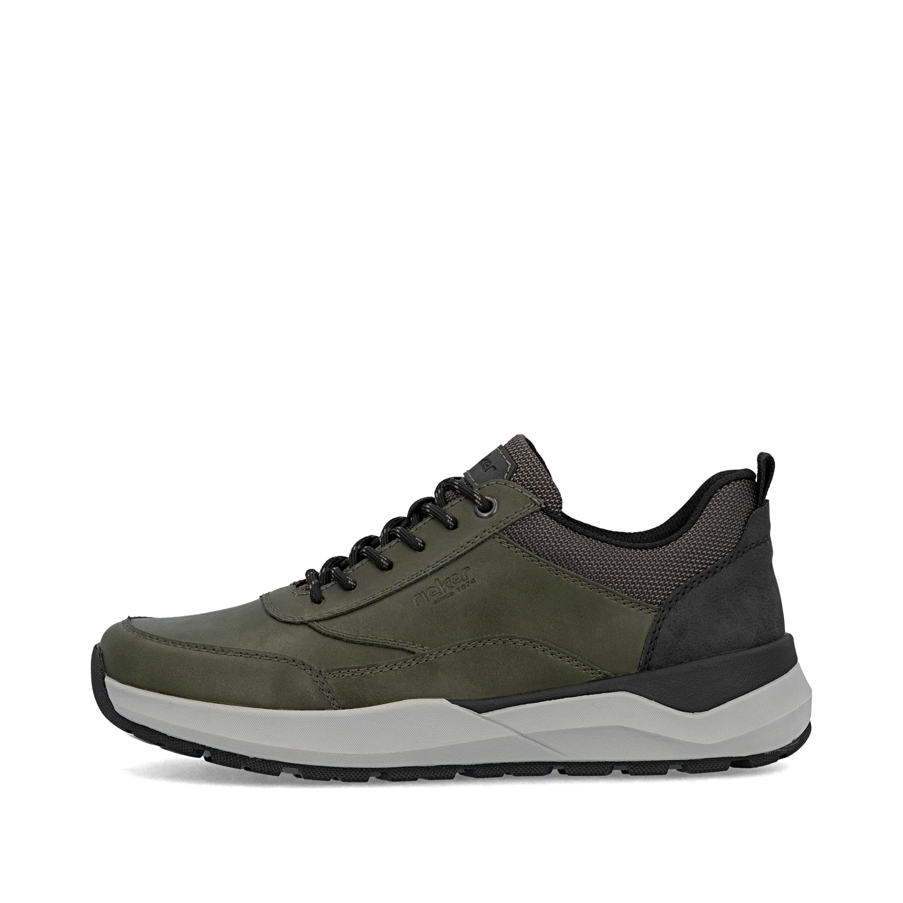 Grüne Rieker Herren Sneaker Low 06000-54 mit Reißverschluss sowie Extraweite H. Schuh Außenseite.