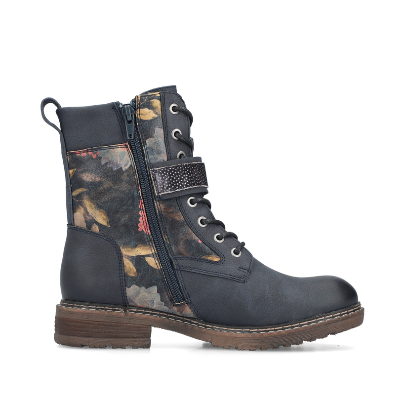 Blaue Rieker Damen Schnürstiefel 94722-14 mit wasserabweisender TEX-Membran. Schuh Innenseite.